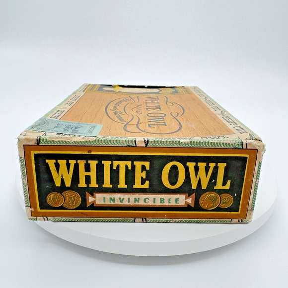 Vintage WHITE OWL Cigar Box Invincible 10 Cents Factory Number 204 Empty Prop - Picture 6 of 16